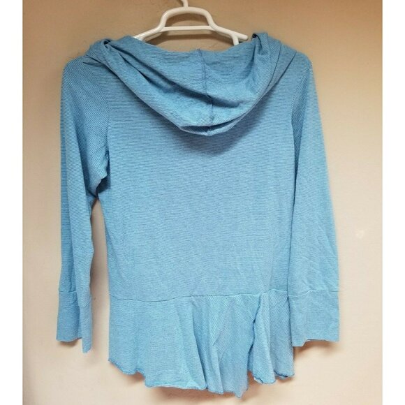 Lur. Fashion for Change Women's Medium Hoodie Sweatshirt Blue Striped Jacket - Picture 2 of 5